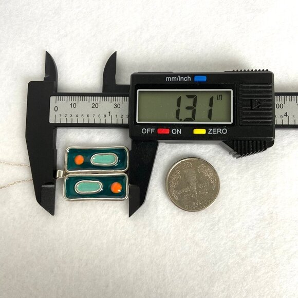 Sterling Silver 925 Modernist Style Enamel Geometric Pendant Necklace 18" Chain - Picture 16 of 16